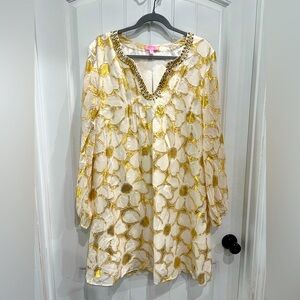 Lily Pulitzer Size 14 Gold/Cream floral dress